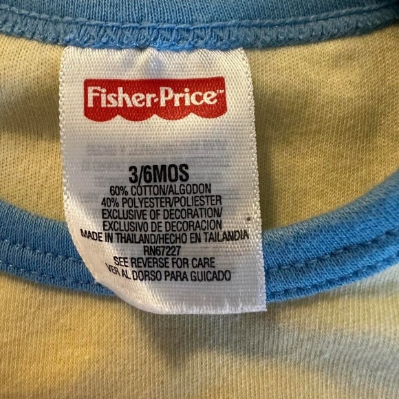 Vintage Yellow and blue Fisher Price baby tee with duck on bike - Picture 3 of 3